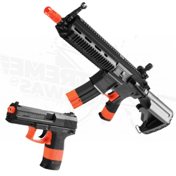 Kit Rifle Pistola Airsoft Combate Eléctrico Bbs 6mm