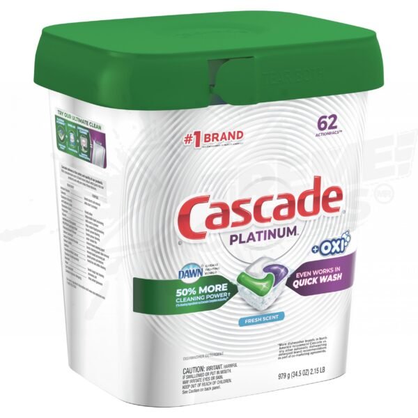 Cascade Platinum Jabón Detergente Para Lavavajillas 62pz - Image 2