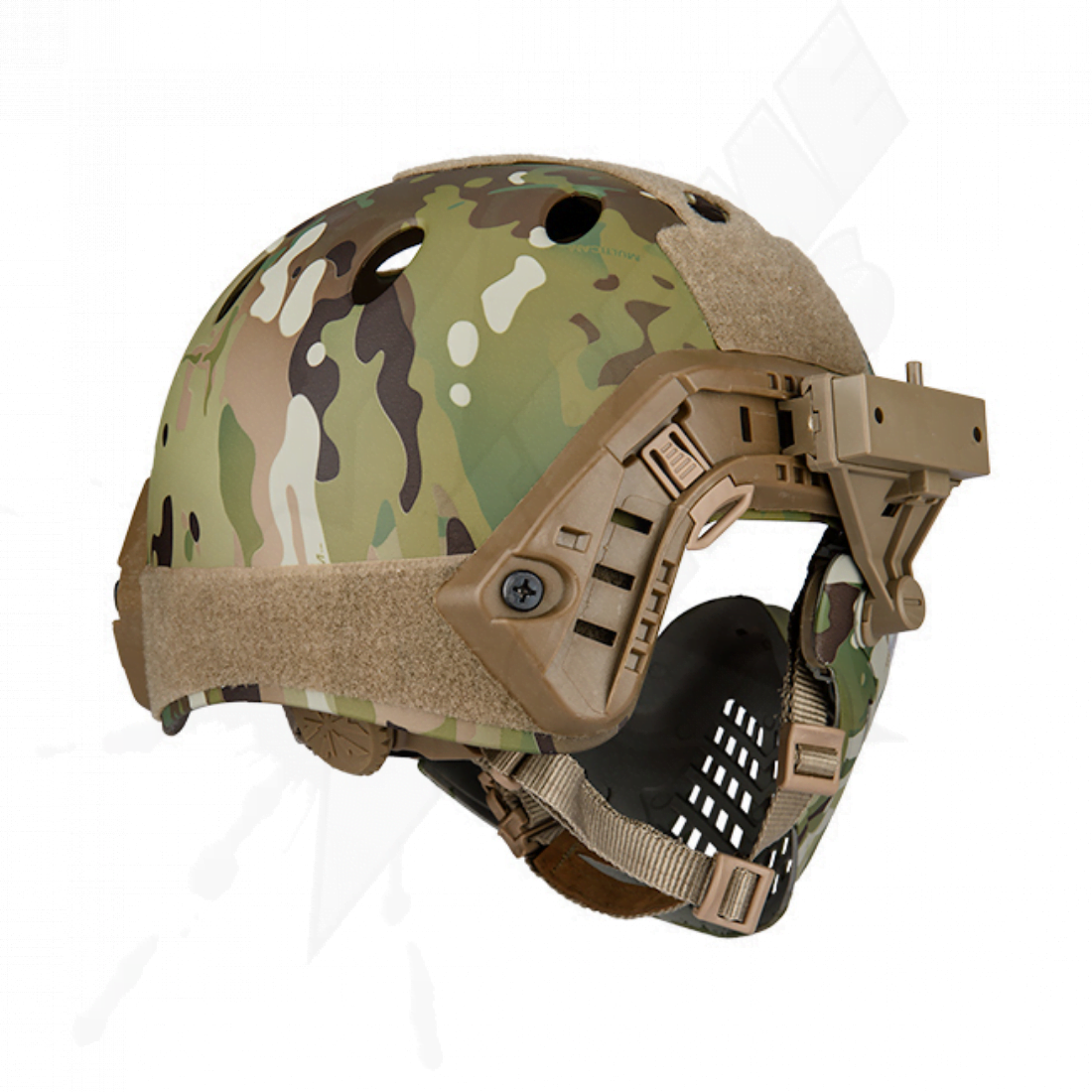 Detachable Full Face Tactical Helmet with Multicam Camo Face Shield - Image 2