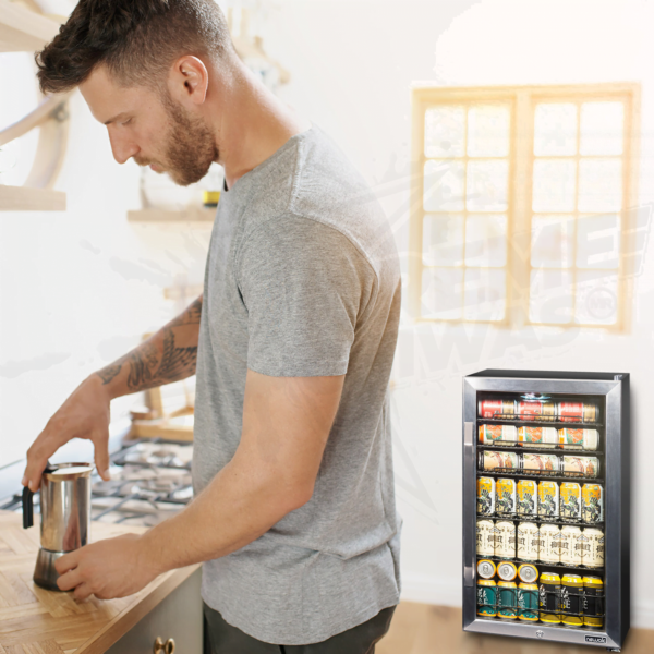 Frigobar NewAir 126 Latas Con Luz Mini Refrigerador Acero Inoxidable - Image 7