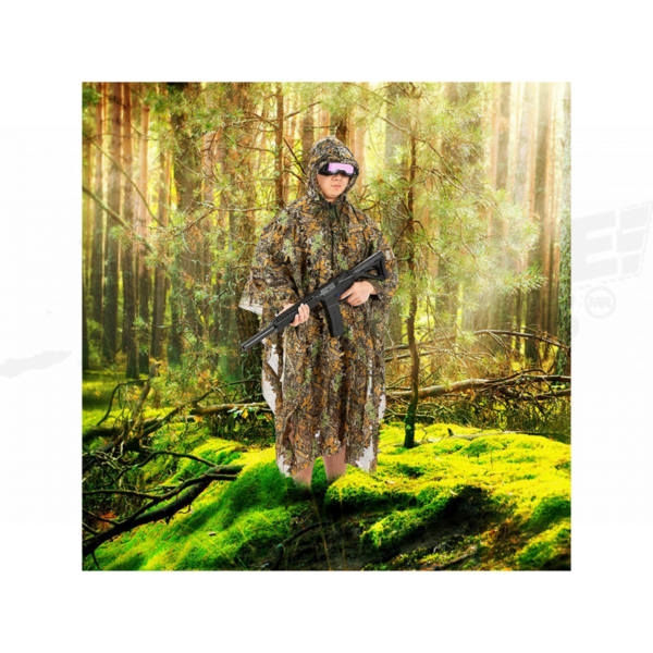 Traje Camuflaje Poncho Ghillie Hojas 3D Para Cacería - Image 4