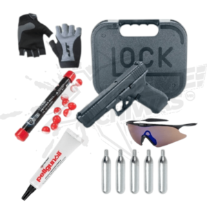 Paquete Pistola Gotcha Glock 17 Gen 5 .43 Con Guantes y Lentes