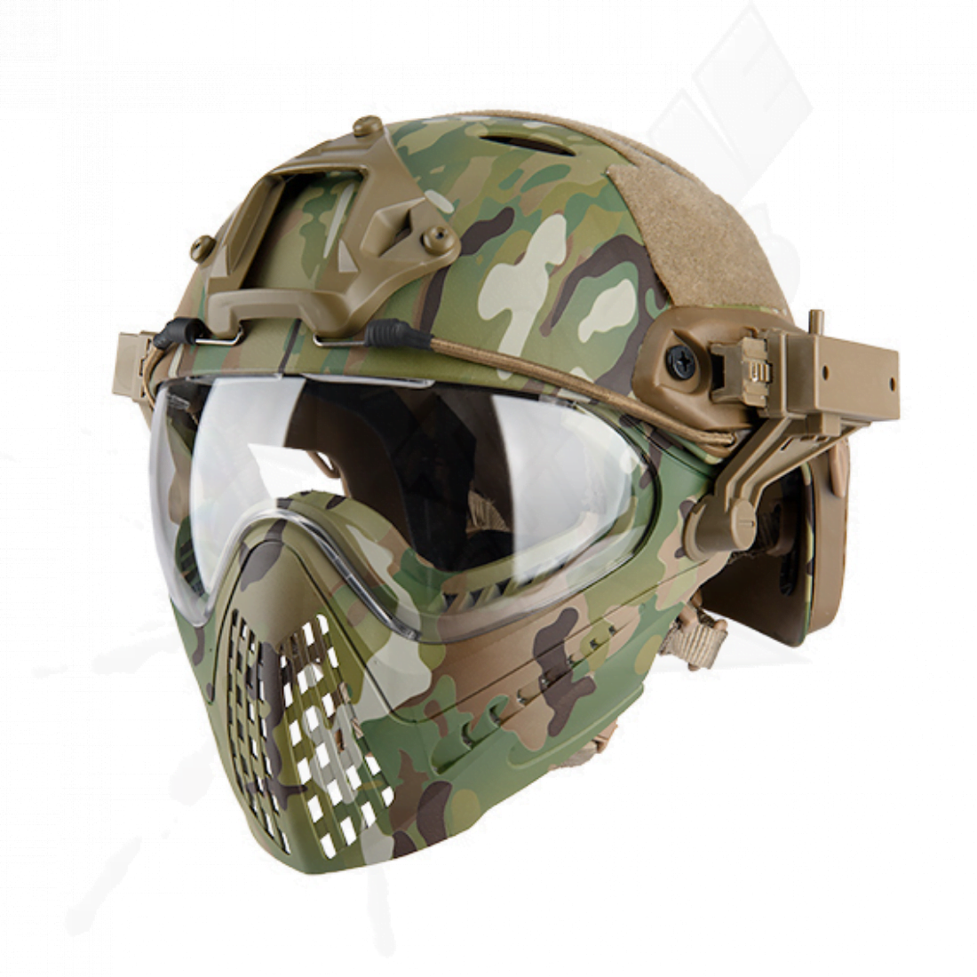 Detachable Full Face Tactical Helmet with Multicam Camo Face Shield - Image 3