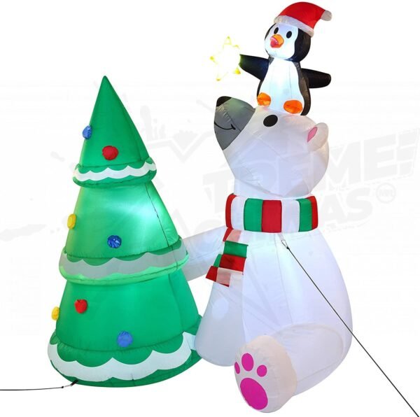 Inflable Navideño Oso Polar 1.8m Luces Led