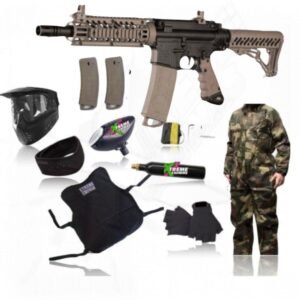 Tippmann TMC Magfed Arena Marker Equipment, Co2 Tank, Hopper, Mask, Vest, Neck Guard, Gloves, Overalls