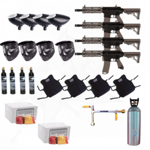 Paquete Campo 4 Marcadoras Tippmann TMC Tanque Hopper Chaleco Careta Pintura Tanque Madrina