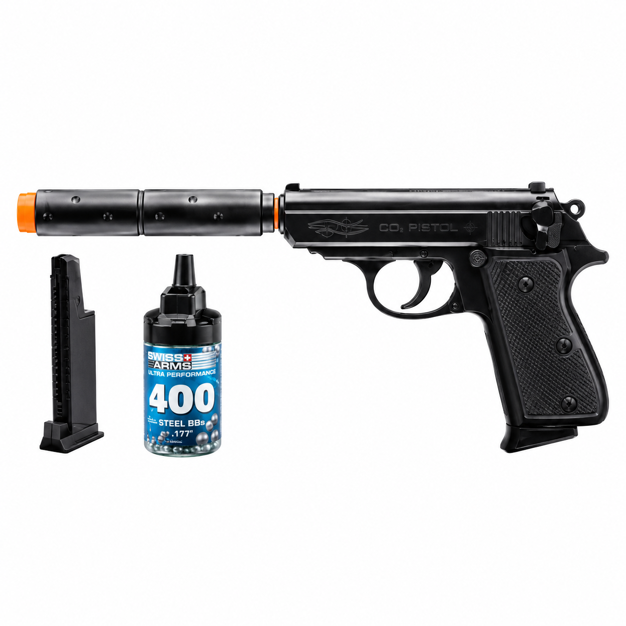 Walther PPKS Airsoft Pistol with 6mm BB Spring Silencer