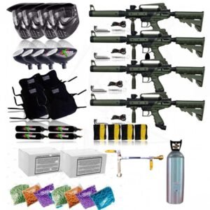 Paquete Campo 4 Marcadora Tippmann Cronus Tactical Olivo Hopper Tanque Co2 Careta Chalecos Y Pintura