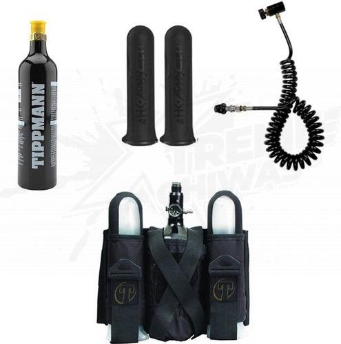 Tippmann Paintball Harness 2+1 Black, Pods, 12 oz Tank and Remote Line Package