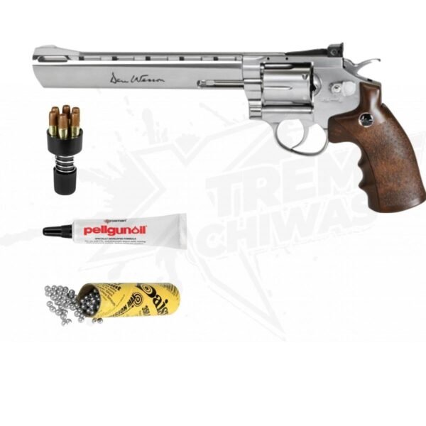 Revolver Dan Wesson Silver 8In 350 Bbs Pellgun CO2 .177 (4.5mm)