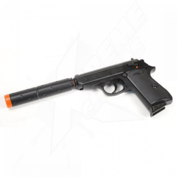 Pistola Airsoft Walther PPKS Con Silenciador Resorte Bbs 6mm - Image 2