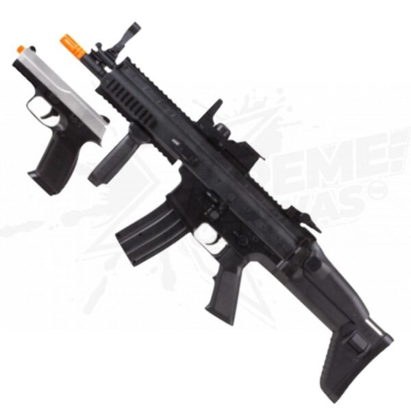 Rifle Airsoft Kit Fn Herstal Scar-l Electrico y Fns-9 Resorte Bbs 6mm