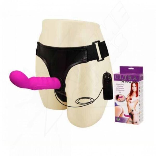 Ultra Harness Adjustable Leather Vibrating Dildo - Image 2