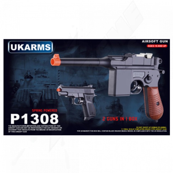 Pistola Airsoft P1308 M777 2 En 1 Resorte Bbs 6mm - Image 5