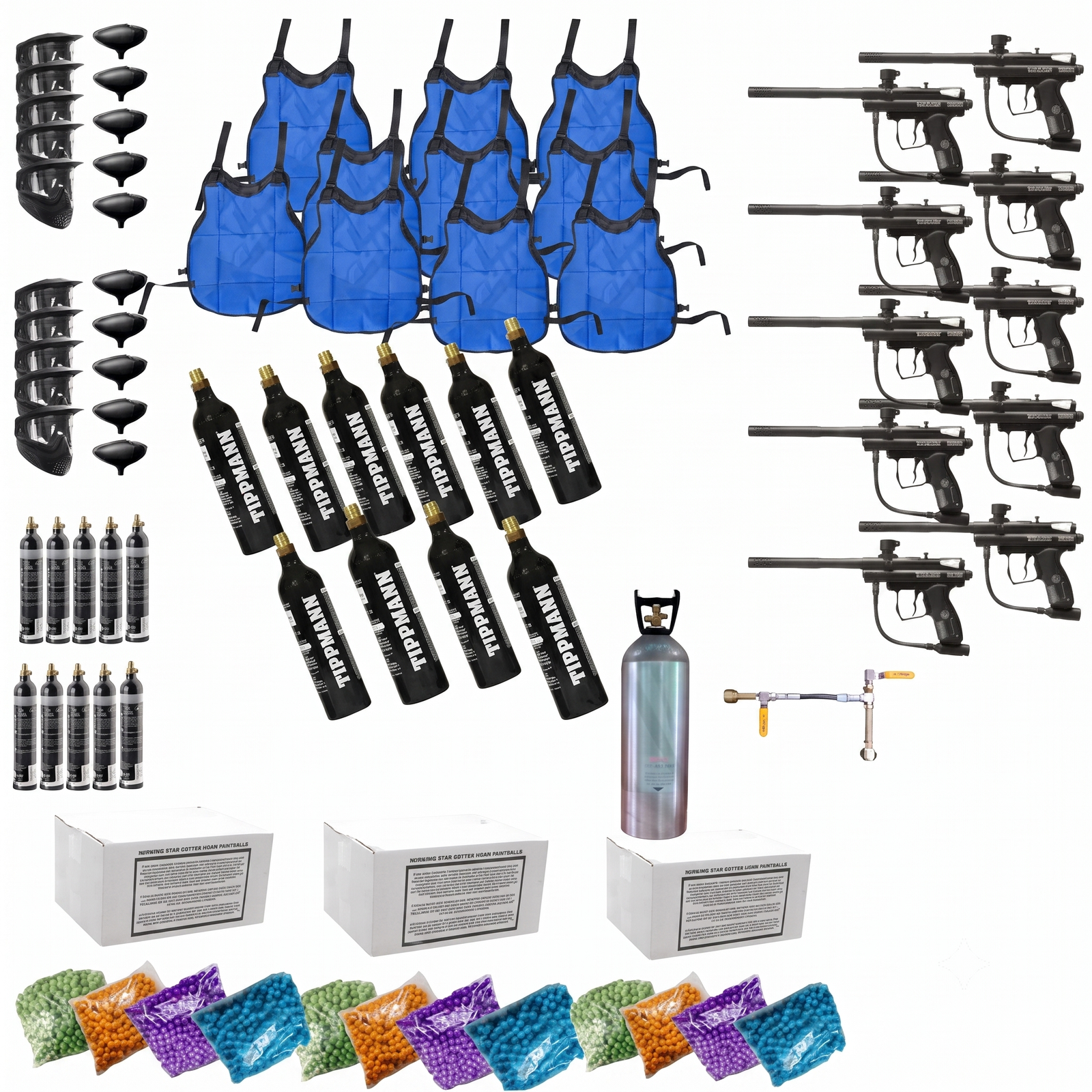 Pack of 10 Spyder Victor Gotcha Marker, Vest, Tank and Mask