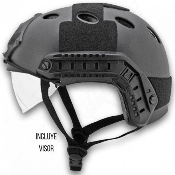 Casco Tactico Lancer Tactical con Visor Correa Ajustable PJ Negro - Image 2