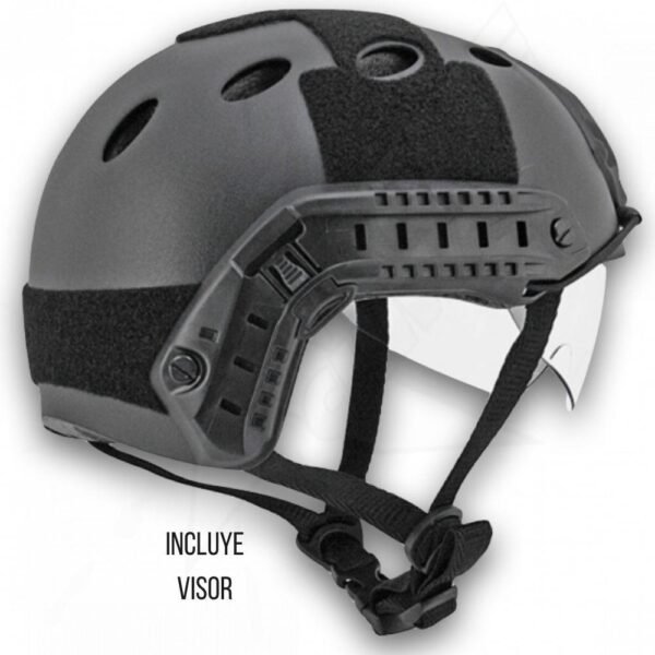 Casco Tactico Lancer Tactical con Visor Correa Ajustable PJ Negro - Image 3