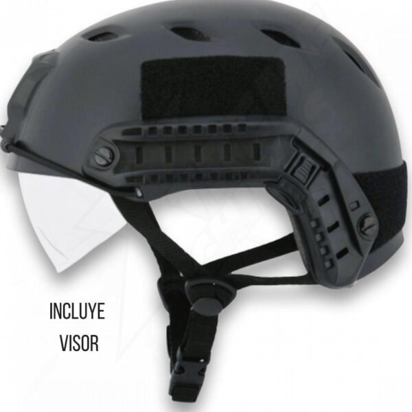 Casco Tactico Con Visor Correa Ajustable Negro - Image 2