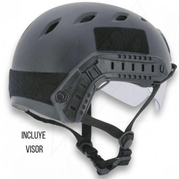 Casco Tactico Con Visor Correa Ajustable Negro - Image 3