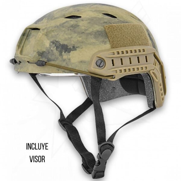 Casco Tactico con Visor Lancer Tactical Correa Ajustable Verde Camo - Image 2