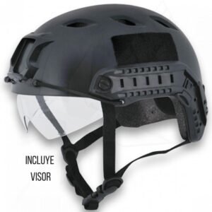 Casco Tactico Con Visor Correa Ajustable Negro
