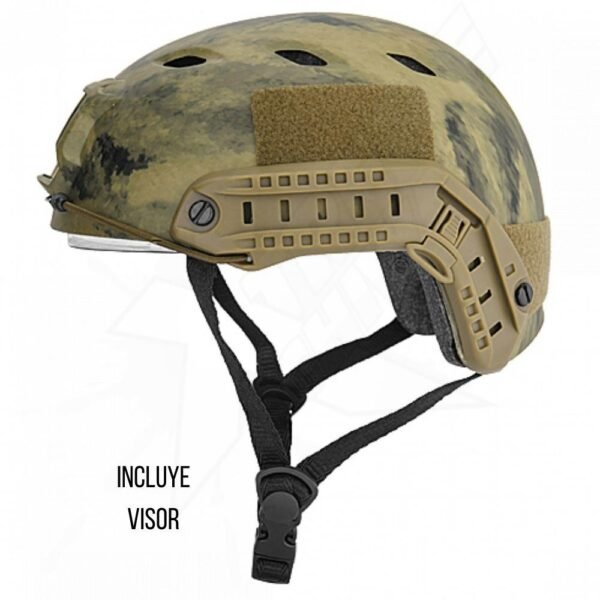 Casco Tactico con Visor Lancer Tactical Correa Ajustable Verde Camo - Image 5