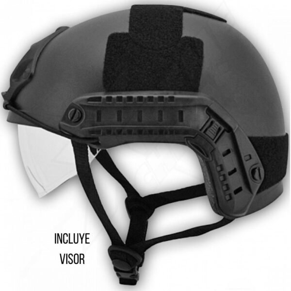 Casco Tactico Con Visor Correa Ajustable Negro - Image 2