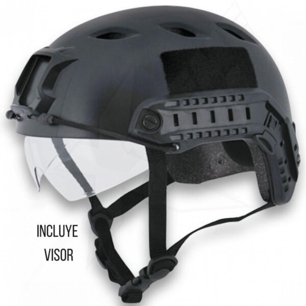 Casco Tactico Con Visor Correa Ajustable Negro