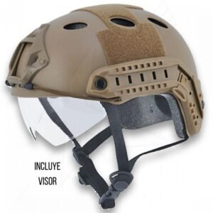 Casco Tactico Con Visor Correa Ajustable Arena
