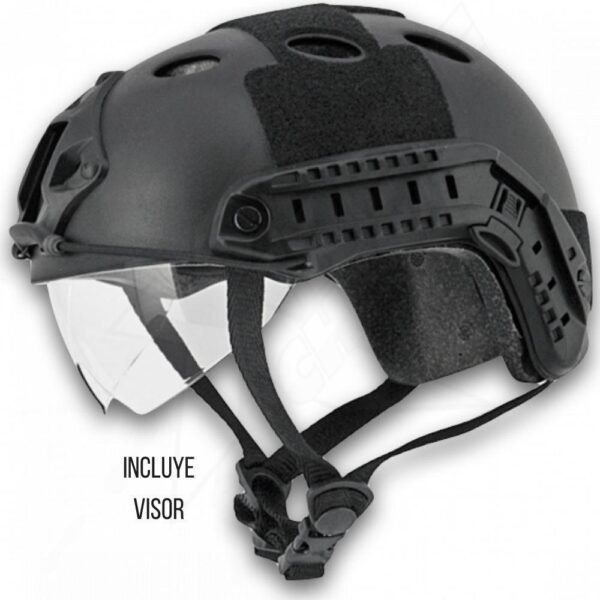 Casco Tactico Lancer Tactical con Visor Correa Ajustable PJ Negro