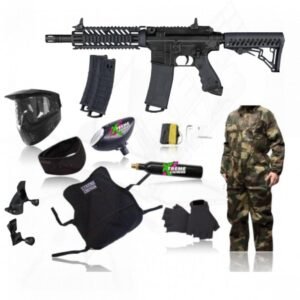 Tippmann TMC Magfed Black Marker Equipment, Co2 Tank, Hopper, Mask, Vest, Neck Guard, Gloves, Overalls