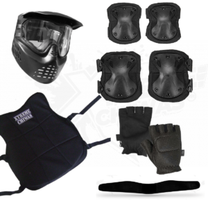 Paquete Careta Gen Global Chaleco Rodilleras Guantes Tácticos con Cuellera