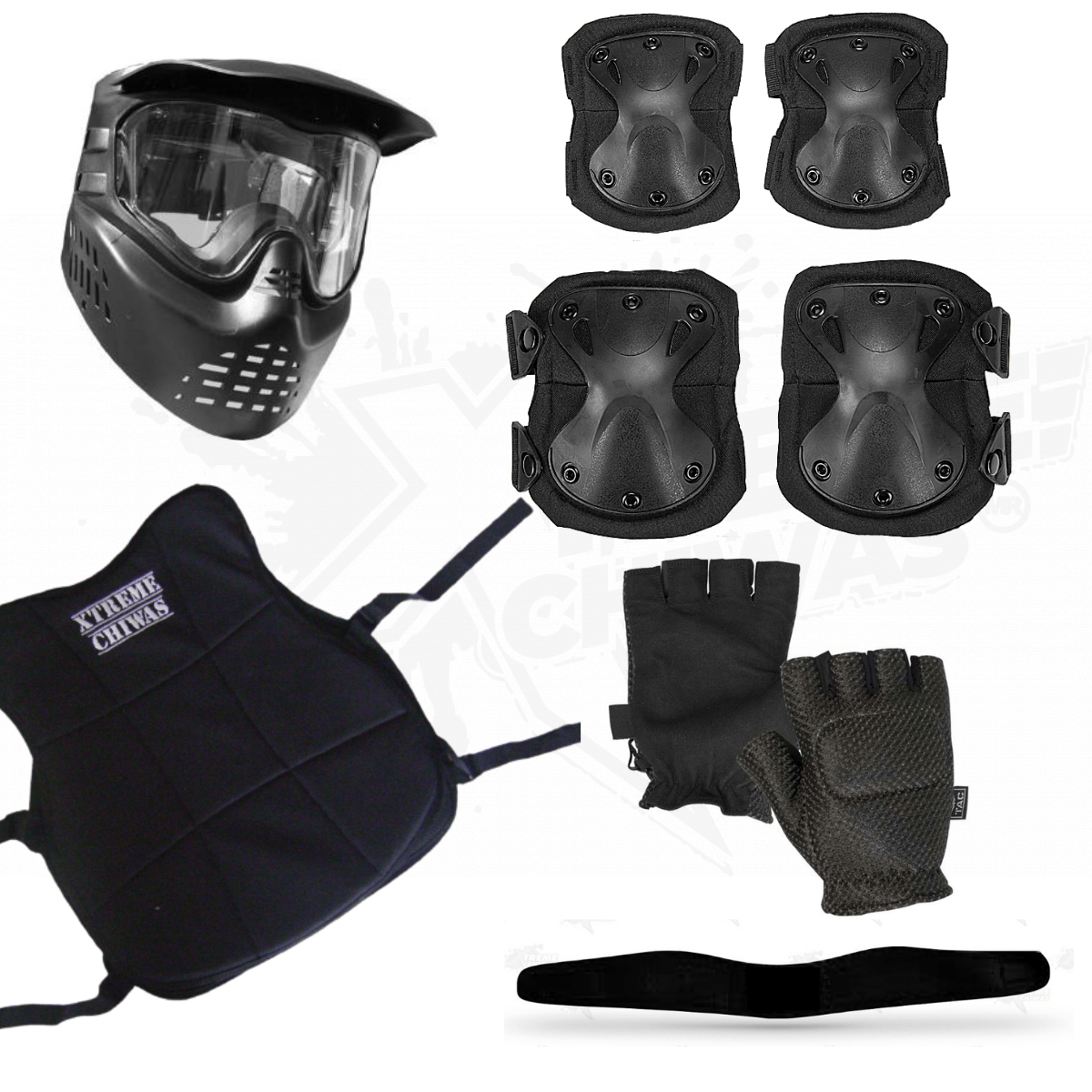 Gen Global Face Shield Vest Knee Pads Tactical Gloves with Collar Package