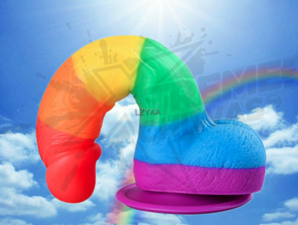 Realistic LGBTQ+ Flag Rainbow Dildo Sex Toy - Image 10