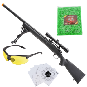 Lancer Tactical High FPS M24 Bolt Action Sniper Rifle Black 6mm Package