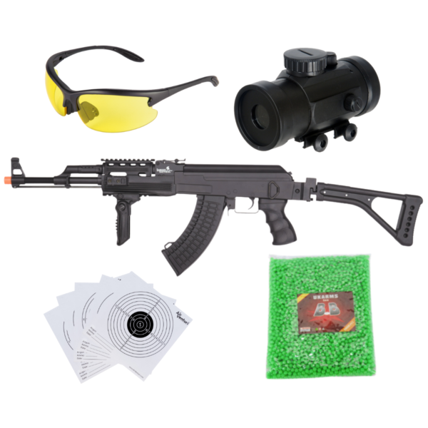 Lancer Tactical Folding Stock AK47 Airsoft FullAuto 6mm Black Package - Image 5