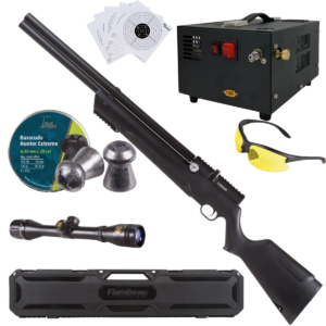 Avenger PCP Air Venturi Rifle Cal .25 (6.35mm) Polymer Kit W/Compressor, Pellets, Sight, Lenses, Case, Targets