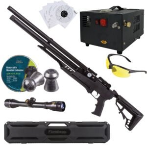 Rifle Air Venturi Avenge-x Tactical PCP .25 (6.35mm) TUBE 210cc Kit with compressor, pellets, scope, lenses, case, targets.