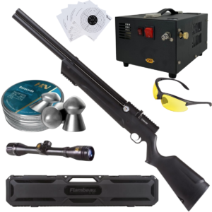 Avenger PCP Air Venturi Rifle Cal .22 Polymer Kit w/Compressor, Pellets, Sight, Lenses, Case, Targets