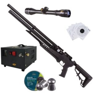 Rifle Air Venturi Avenge-x Tactical PCP .25 (6.35mm) TUBE 210cc Kit w/compressor, pellets, sight, targets.