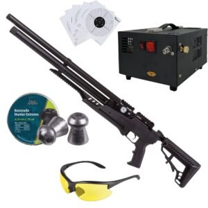Rifle Air Venturi Avenge-x Tactical PCP .25 (6.35mm) TUBE 210cc Kit w/compressor, pellets, lenses, targets.