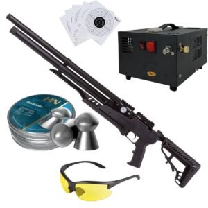Rifle Air Venturi Avenge-X Tactical PCP .22 (5.5mm) TUBE 210cc Kit C/Compressor, pellets, lenses, targets.