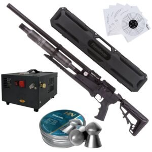 Rifle Air Venturi Avenge-X Tactical PCP .22 (5.5mm) BOTTLE 400cc Kit C/Compressor, case, pellets, targets.