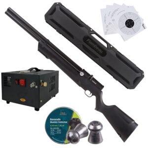 Avenger PCP Air Venturi Rifle Cal .25 Polymer Kit W/Compressor, Pellets, Case, Targets.