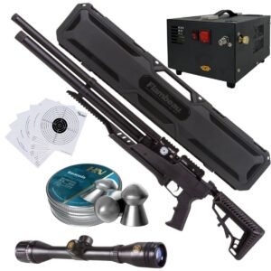 Rifle Air Venturi Avenge-X Tactical PCP .22 (5.5mm) TUBE 210cc Kit C/Compressor, pellets, case, scope, targets.