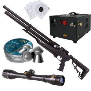 Rifle Air Venturi Avenge-X Tactical PCP .22 (5.5mm) TUBE 210cc Kit C/Compressor, pellets, scope, targets.