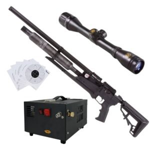 Rifle Air Venturi Avenge-X Tactical PCP .25 (6.35mm) BOTTLE 400cc Kit C/Compressor, scope, targets.