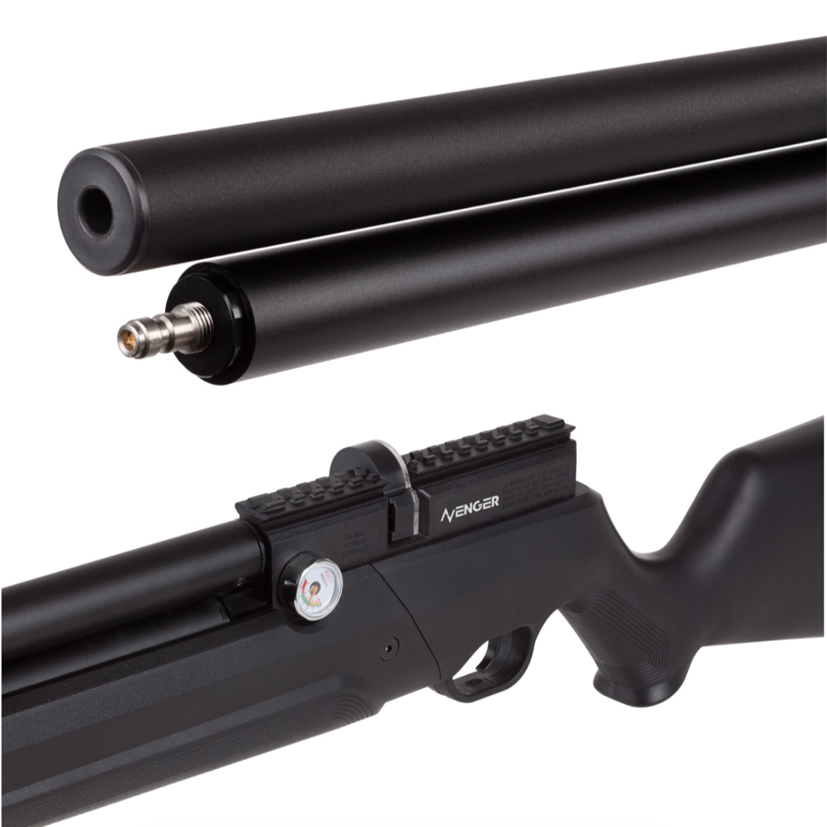 Avenger PCP Air Venturi Rifle Cal .22 Polymer Kit w/Compressor, Pellets, Sight, Lenses, Targets - Image 4