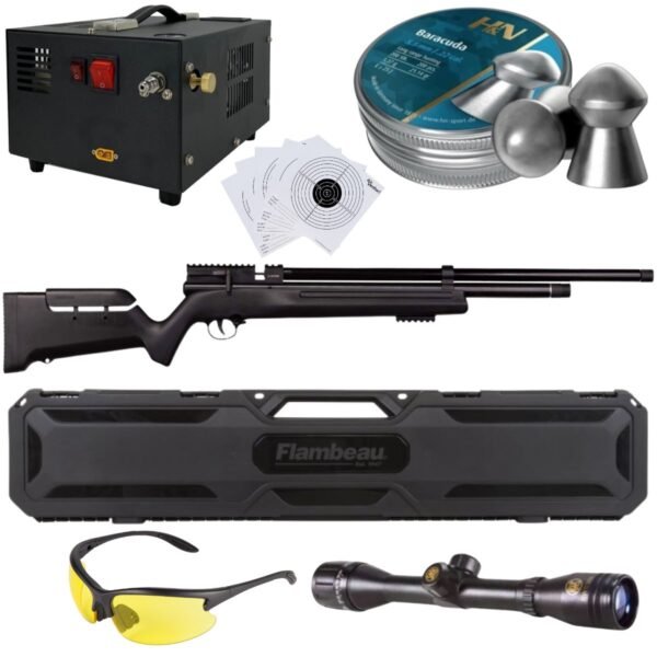 Rifle Barra Aire PCP .22 1100Z Compresor, Pellets, Mira, Lentes, Estuche, Targets. - Image 2