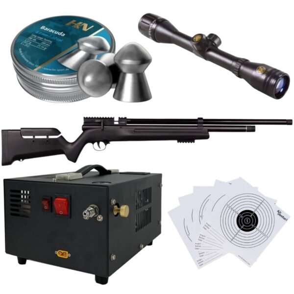 Rifle Barra Aire PCP .22 1100Z Compresor, Pellets, Mira, Targets. - Image 2